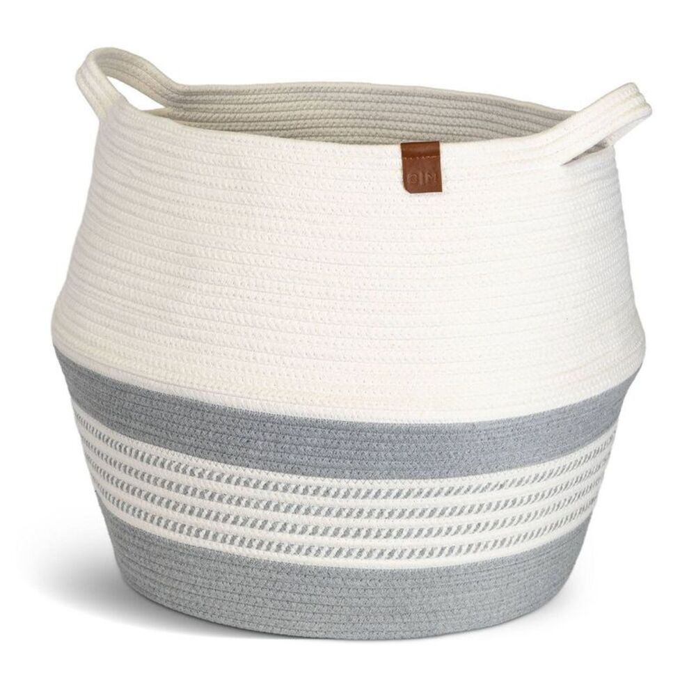 Open Box - CleverMade -  XL Rope Belly Basket Stone Gray Gray
